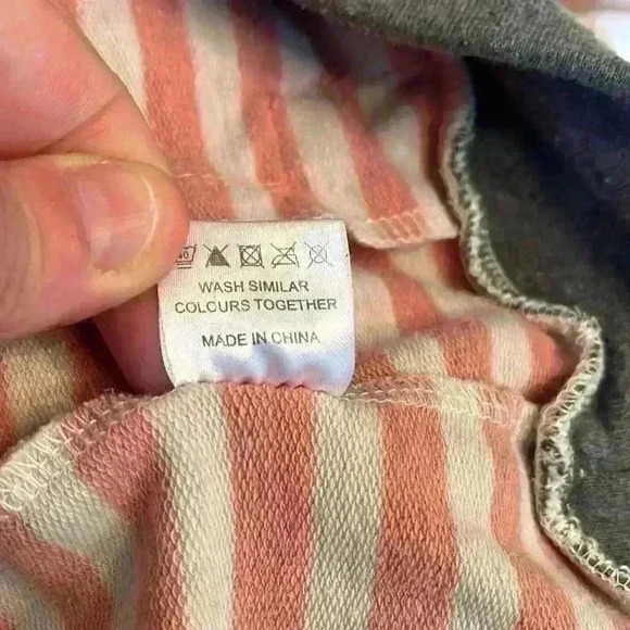 Ampersand Ave Hoodie Pullover Double Hood Pink Cream and Gray Size M - Picture 14 of 16